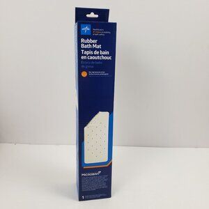 Medline Rubber Bath Mat 13x29 Off White Microban Non Slip